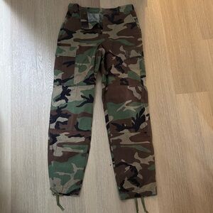 Vintage US Army Woodland Camo BDU Cargo Pants Military Ripstop Small/Short